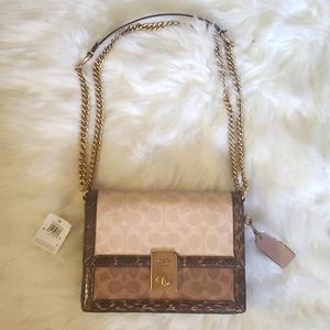 Coach X Jennifer Lopez Hutton Shoulder Bag In Colorblock With Snakeskin Trim